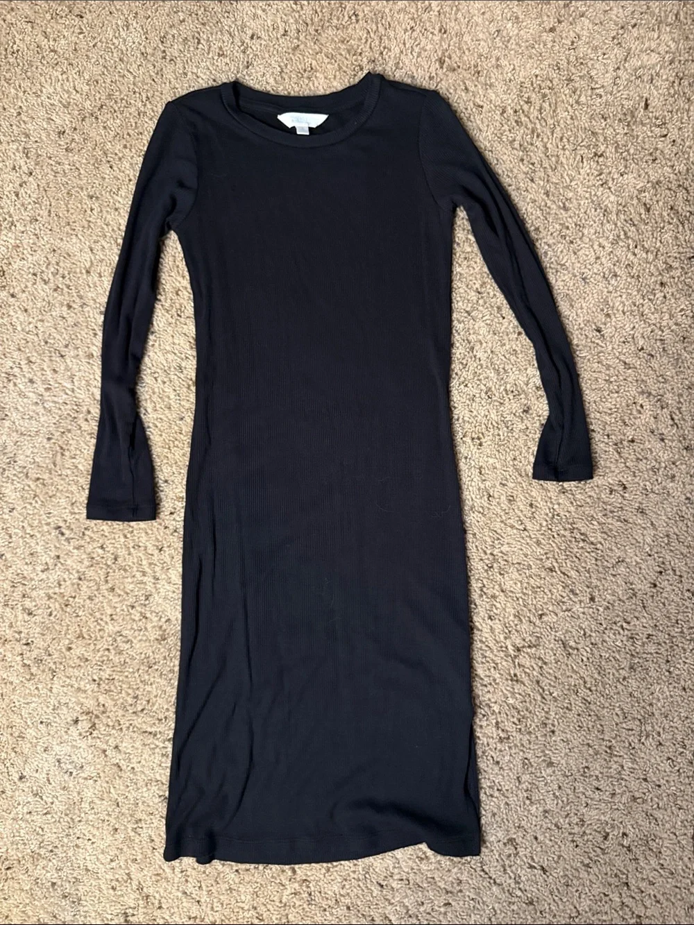 Market & Spruce Black Long-Sleeve Ribbed Midi Dress for Kids